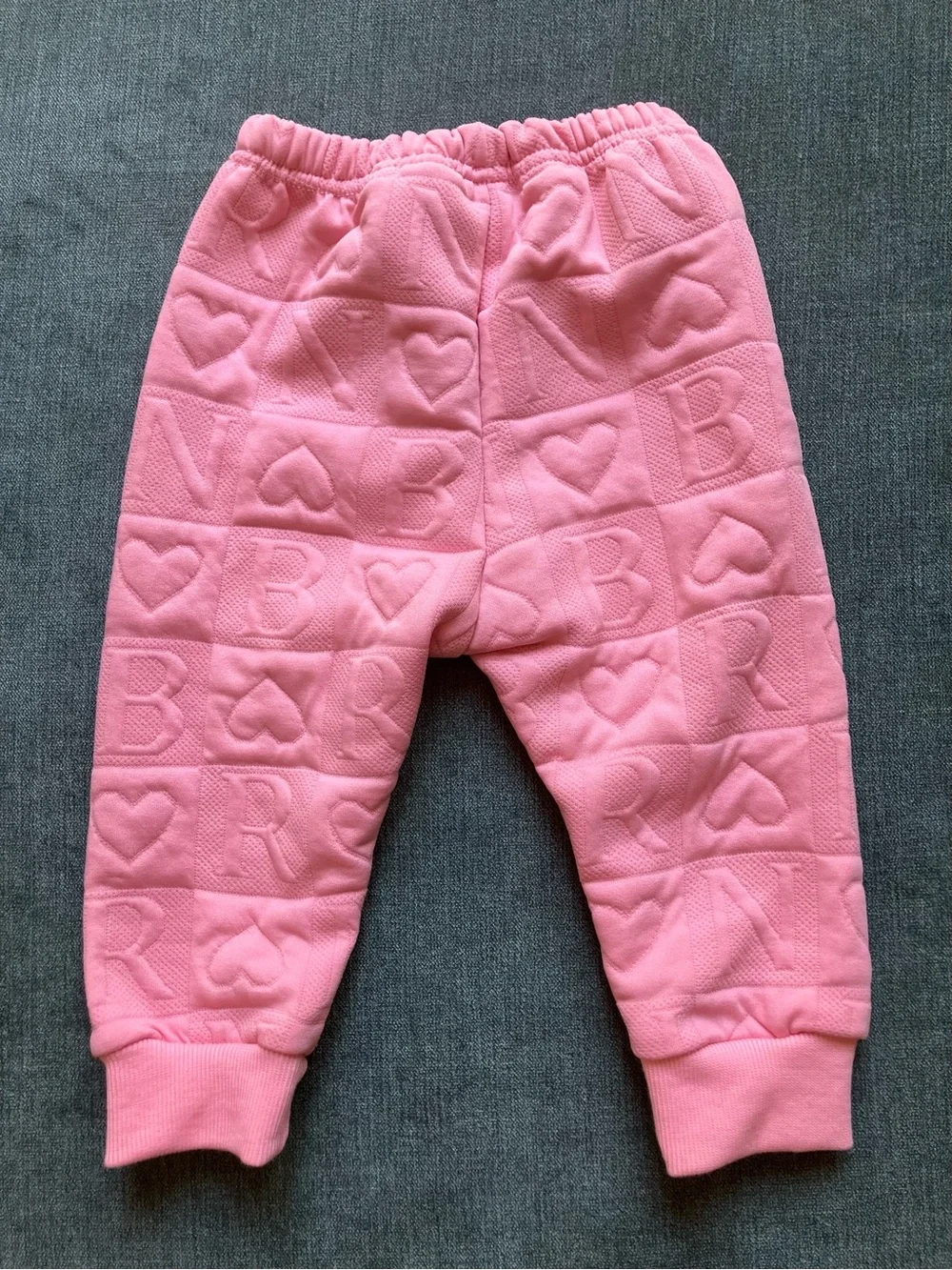 Baby Pink Quilted Heart Two-Piece Sweatshirt and Joggers Set